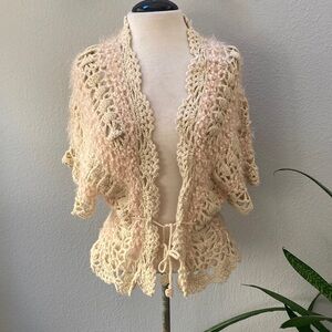 Arden B Cream Knit Shrug M